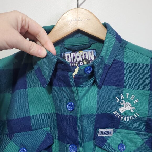 DIXXON Niagara Flannel Shirt Plaid Button Up Grunge Blue Green Women's Small - Picture 3 of 13